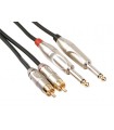HQ-Power Rca-jack kabel - 2 x rca mannelijk naar jack 6.35 mm - mono - 5 m