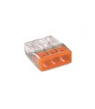 Wago Compact-lasklem - voor massieve geleiders - max. 2.5 mm² - 3-draads - behuizingskleur transparant - kleur afdekking oranje